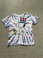Peanuts Snoopy Woodstock Patriotic Tye Dye T-Shirt – White – Large