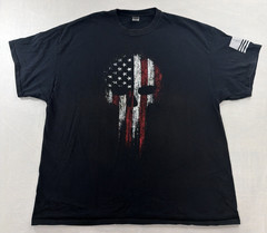 XXL Black Gildan Red White Black Flag Skull Cotton T-Shirt