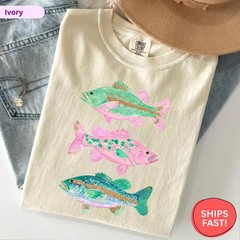 Preppy Fish Comfort Tee Coastal Ocean Beach Design Gift