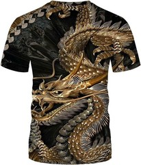 Gold Dragon Men’s Short Sleeve T-Shirt Black Size Medium