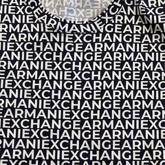 Armani Exchange Cotton Regular Fit T shirt Navy All Over Logo White Lettering