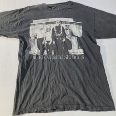 Vintage True Love & False Idols Skeleton Band Graphic T-Shirt Men L Faded Black
