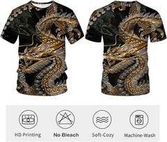 Gold Dragon Men’s Short Sleeve T-Shirt Black Size Medium