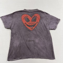 Keith Haring Shirt Mens XL Gray Tie Dye Heart Face Graphic T-Shirt Tee