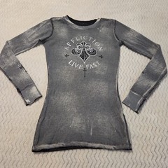 Y2K Affliction Live Fast Reversible Thermal Shirt Mens XS Made In USA See Pics