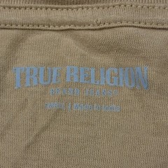 True Religion Beige Spell Out Logo Graphic Casual Streetwear T Shirt Mens Size S