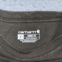 Carhartt Long Sleeve Logo T shirt Men’s Large Loose Fit K231 Dark Olive Green