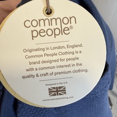Common People Men Shirt Medium Pull Over blue popcorn texture Chest Pocket New