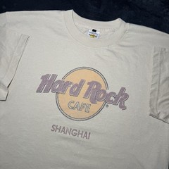 Vintage Hard Rock Cafe Shanghai Graphic Print T-Shirt X-Large Faded Beige Khaki