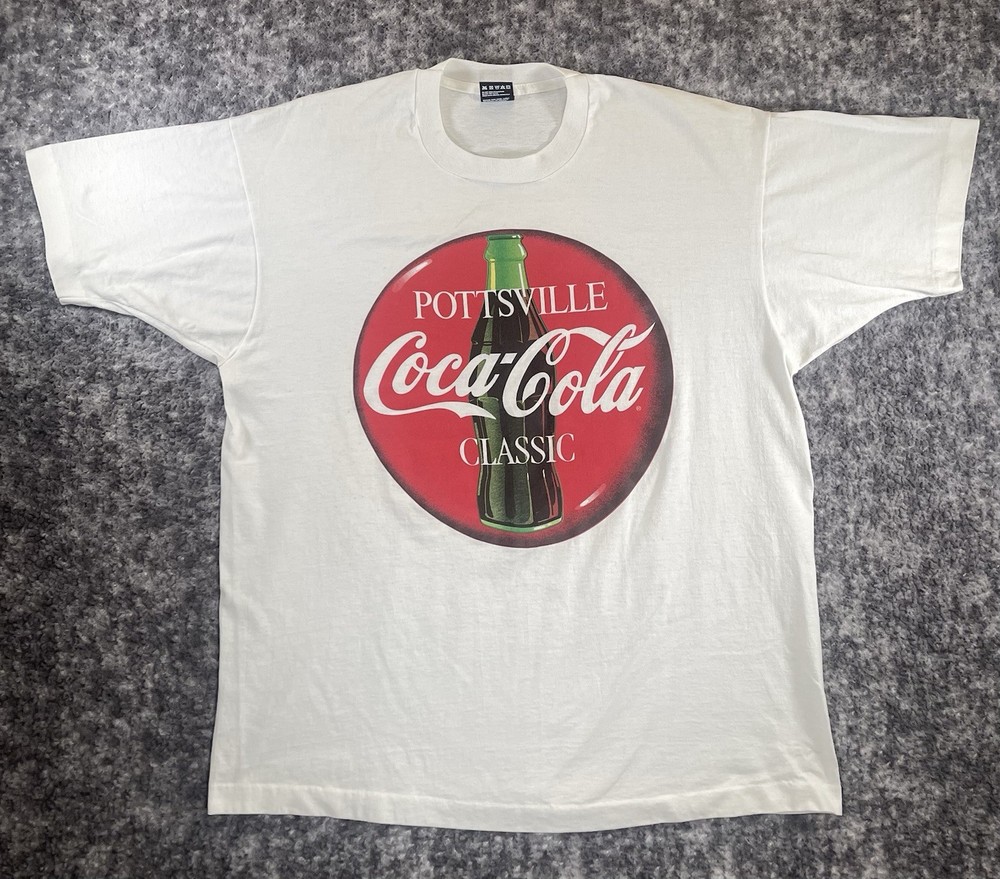 Vintage 90s Fruit Of The Loom Coca Cola Pottsville Graphic T Shirt XL White