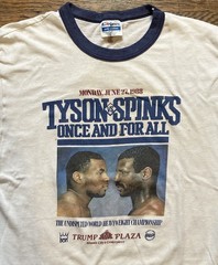 Vintage 1988 Mike Tyson vs. Michael Spinks Trump Plaza Hanes Ringer Shirt Large