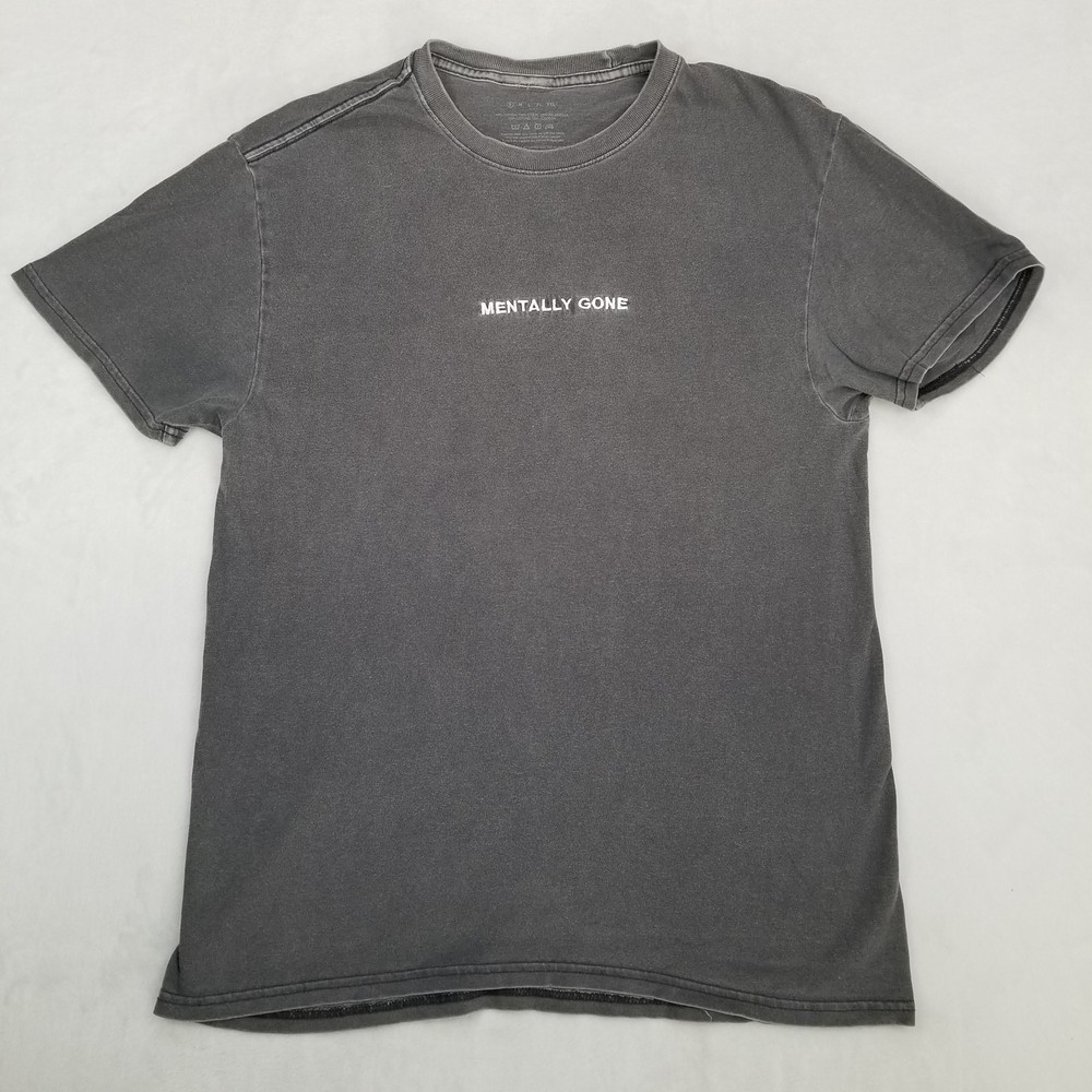 Mentally Gone Text Graphic T-Shirt Men’s Charcoal Size Small Classic Casual