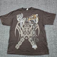 Animal Planet Shirt Mens XL Brown Tiger Tribal Graphic T-Shirt Tee Alstyle Y2K