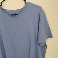 Ralph Lauren V Neck Basic T Shirt Orange Pony Logo Men’s L EUC Tee Cotton Polo