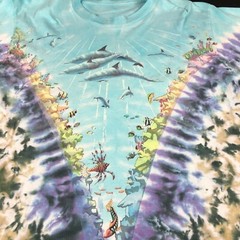 Vintage 90’s Liquid Blue Shirt Men’s Medium Aquatic AOP John Connell Half Baked