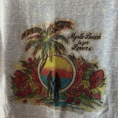 VTG 70s 80s Cuffed Myrtle Beach Is For Lovers T Shirt Holographic Glitter