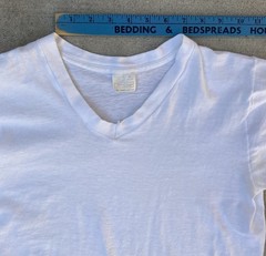 Vintage Two Guys White V Neck T Shirt Combed Cotton Size M Single Stitch