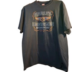 Harley Davidson Mens XL T-Shirt Black Oman UAE Hanes Beefy 100% Cotton Vintage