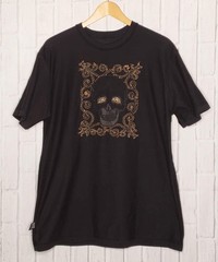 VTG 1990s 90s Y2K Edward Dada Black Leather Applique Skull Embellished Tee Shirt