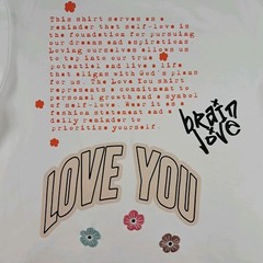 Brain Love You Embroidered Flowers Oversized Heavyweight White Jersey T-Shirt XL
