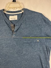 Paperdenim & Cloth Men’s Blue Henley Cotton Blend T-Shirt Short Sleeve M