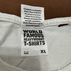 Shaka Wear XL Heavyweight Art Sketch Graphic Tee Distressed Drop Shoulder White