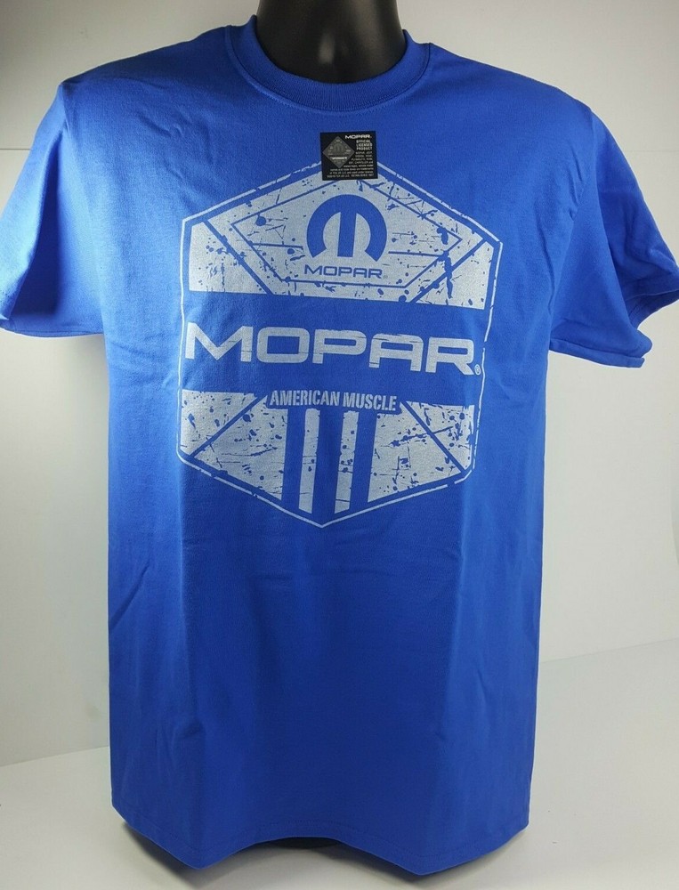 Blue T-Shirt – Mopar American Muscle w/ Blue M Logo / Emblem (Licensed)