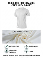 Quick Dry Athletic T-Shirt UPF50+ Moisture Wicking Crew Neck Short Sleeve