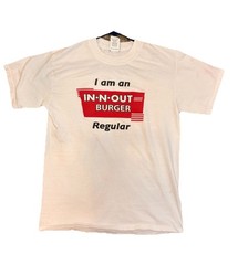 Hanes Beefy-T tag In-N-Out Burger Regular Graphic White T-Shirt Size S (34-36)