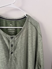 Tommy Bahama Islandzone Heather Green Henley Long Sleeve Space Dye UPF 30 3XLB