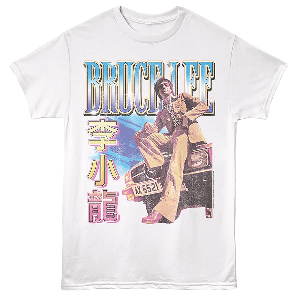 BRUCE LEE Mens T-Shirt JUN FAN CAR SIT New Licensed White Cotton Merch
