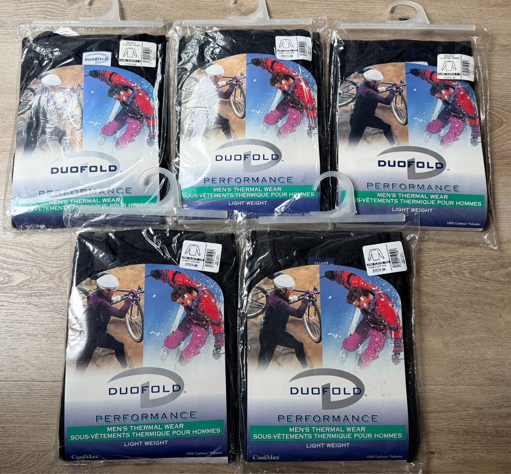 Set of 5 BRAND NEW Vintage Duofold Performance Thermal Long Sleeve Tee Size 2XL