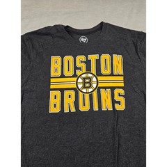 47 Brand Boston Bruins NHL Graphic T-Shirt Mens Large Charcoal Heather Grey
