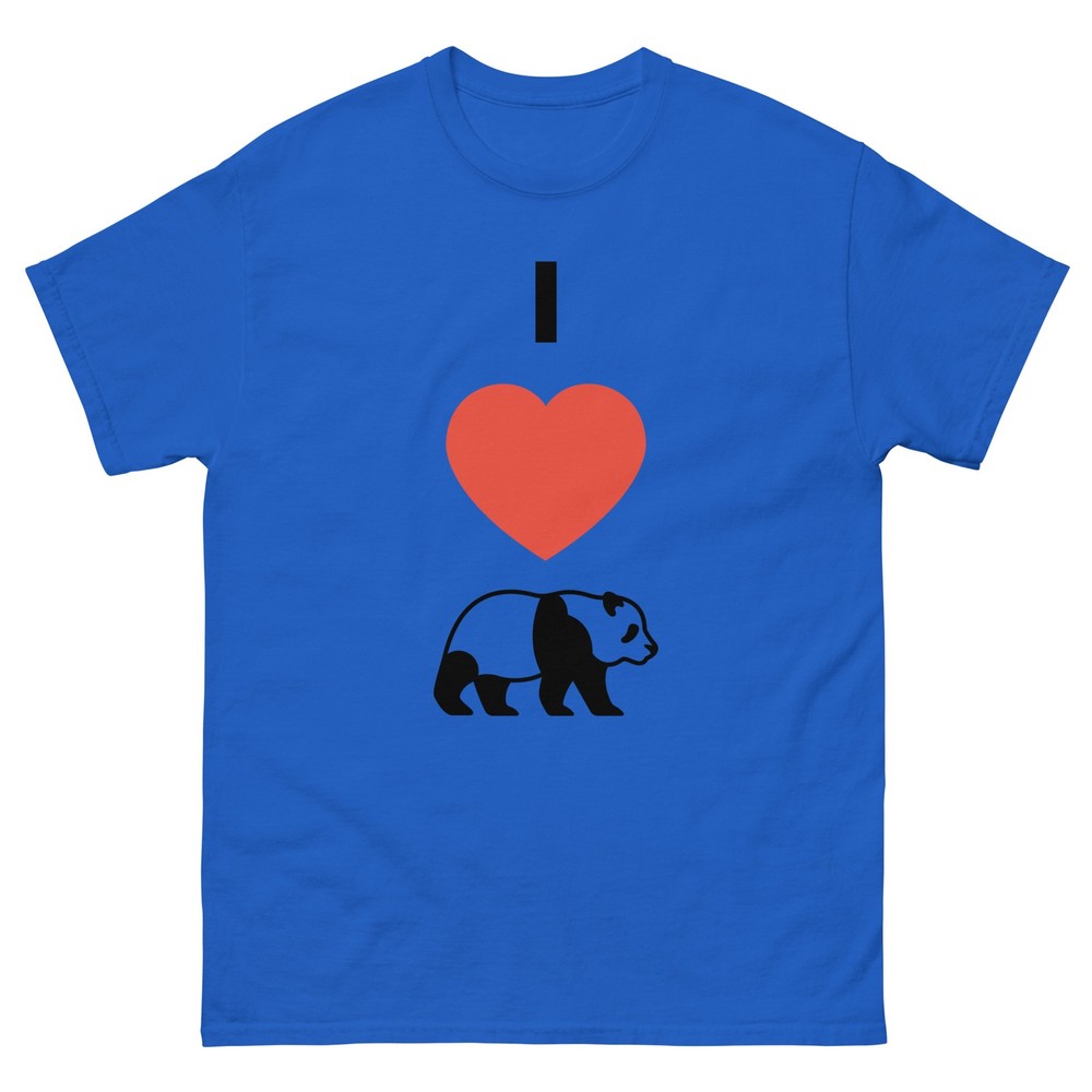 I Love Panda classic tee available in multiple colors and sizes