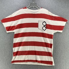 Where’s Waldo Mens T Shirt Large Striped Short Sleeve Cotton Camisa Casual