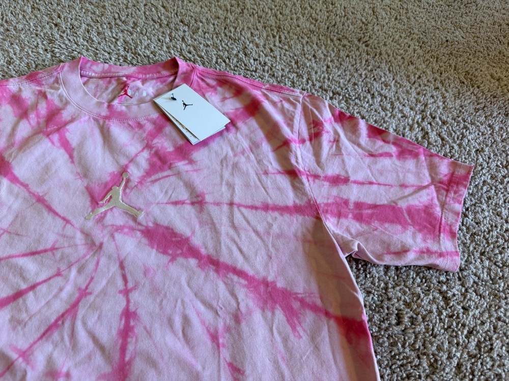 Nike Air Jordan pink flamingo white JUMPMAN tie dye t shirt vintage retro 23 M