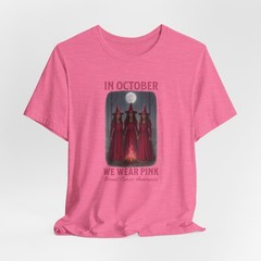 In October We Wear Pink Breast Cancer Awareness Witches Moon T-Shirt Support Tee