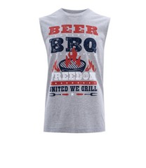 Way To Celebrate Men’s Gray Americana Graphic Beer BBQ United Muscle Tank Top