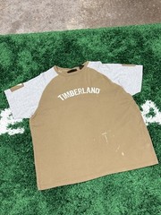 Vintage Timberland Logo Color Block Contrast Sleeve Tee XXL