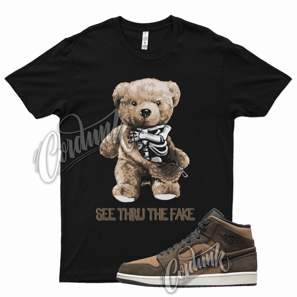 Black THRU T Shirt for Air J1 1 Mid Brown Earth Tone Mocha 10 Chocolate