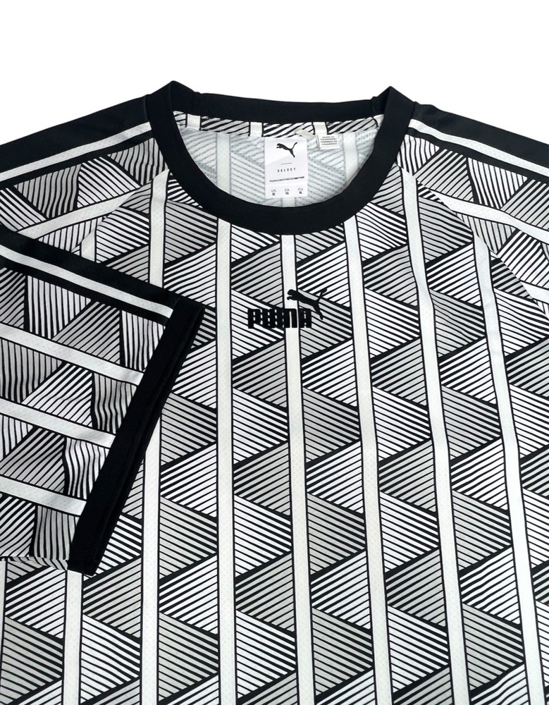 Puma The NeverWorn Geometric Pattern Tee Mens XL Gray Black White T-Shirt Retro