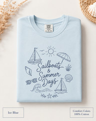 Sailboats & Summer Days Comfort Colors Tee, Nautical Coastal Shirt