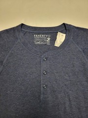 $98 New FAHERTY Cloud Cotton HENLEY T-Shirt Men’s XXL 2XL Baltic Navy Blue L/S