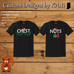 Chest Nuts Funny Couple Holiday Unisex T-Shirts – NEW – Black – Sizes S-3X