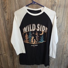 Jack Links “Wild Side” Sasquatch in Forest 3/4 Sleeve T-shirt Adult Sz Med moon