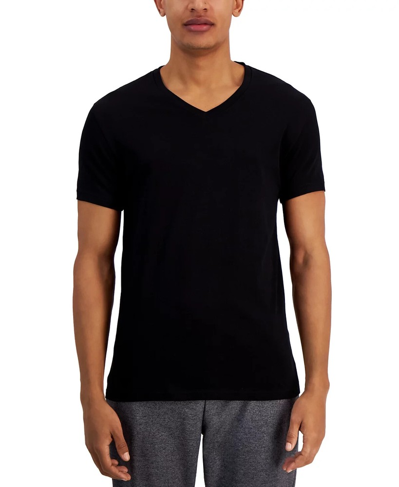 ALFANI Men’s 4 Pack Black 100% Cotton Slim Fit V-Neck T-Shirt NEW 2XL XXL