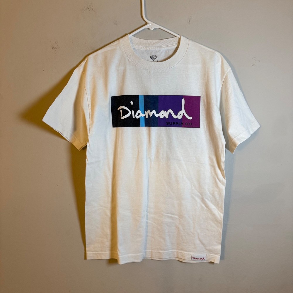 Diamond Supply Co Mens White Graphic Logo T-Shirt Size M Made in USA Streetwear