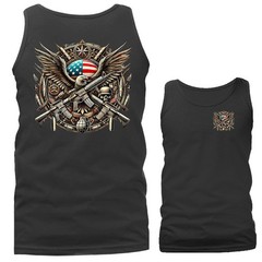 Eagle of War Military Patriotic US Flag Veteran Tank Top