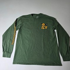 ALab Grime Military Shirt Mens Medium Green Graphic Print Long Sleeve Streetwear