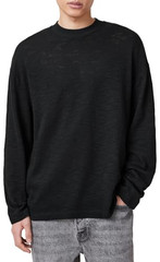 AllSaints Men’s Foster Ls Crew Neck Jet Black Size XXL